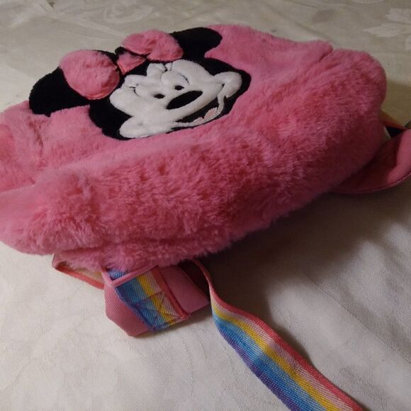 Disney Store Minnie Mouse Fuzzy Pink Backpack - Picture 3 of 11